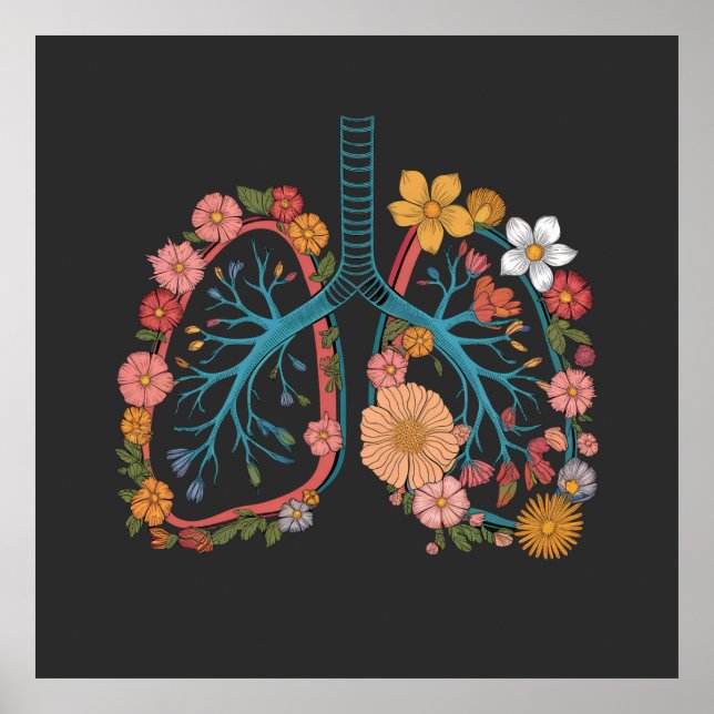 Colourful Floral Lungs Vector Illustration gift Poster (Front)