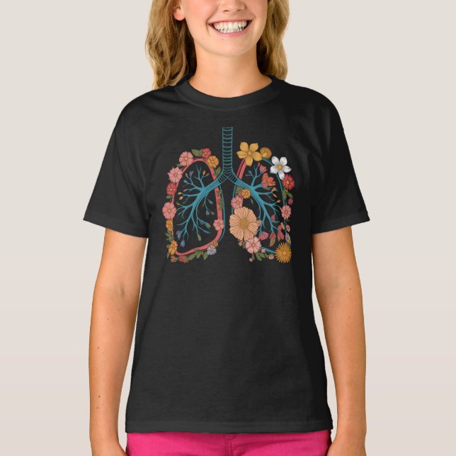 Colourful Floral Lungs Vector Illustration gift T-Shirt (Front)