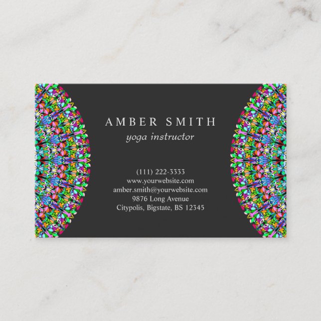 Colourful Floral Mandala Business Card (Front)