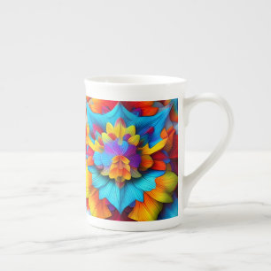 Colourful Floral Mandala Design  Bone China Mug
