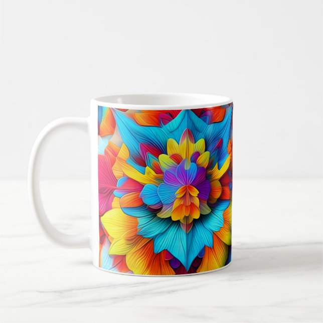 Colourful Floral Mandala Design  Coffee Mug (Left)