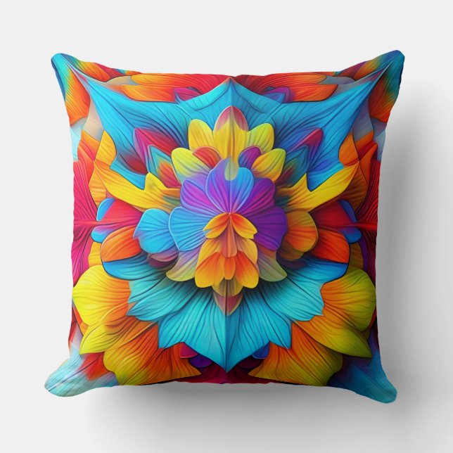 Colourful Floral Mandala Design  Cushion (Front)