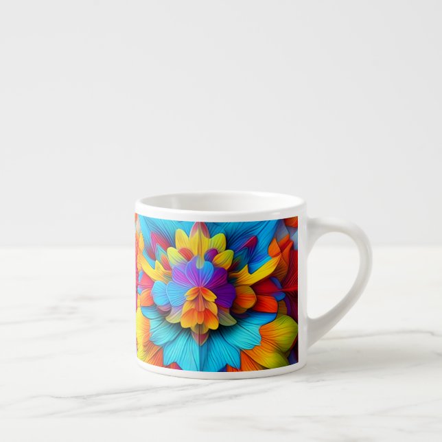 Colourful Floral Mandala Design  Espresso Cup (Right)