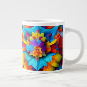 Colourful Floral Mandala Design  Large Coffee Mug