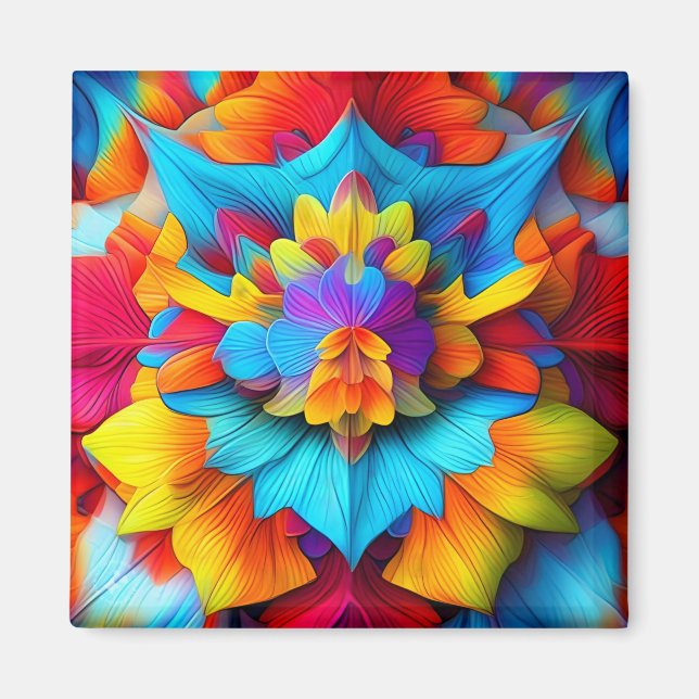 Colourful Floral Mandala Design  Magnet (Front)