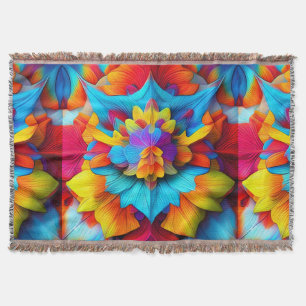 Colourful Floral Mandala Design Throw Blanket