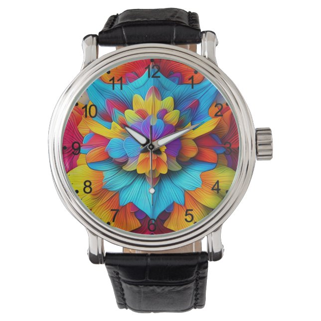 Colourful Floral Mandala Design  Watch (Front)