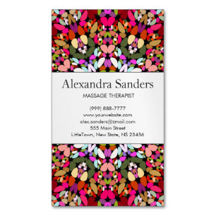 Colourful Floral Mandala Magnetic Business Card