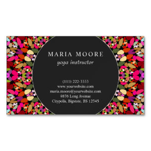 Colourful Floral Mandala Magnetic Business Card