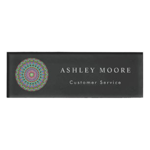 Colourful Floral Mandala Name Tag