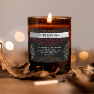 Colourful Floral Mandala Ornament Candle Label