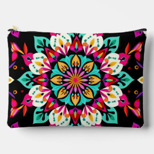 Colourful Floral Mandala Pattern Accessory Pouch
