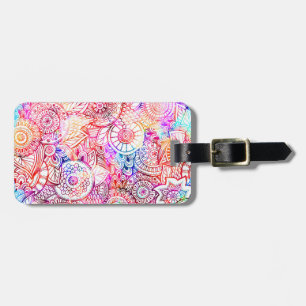 Colourful Floral Mandala Pattern Luggage Tag
