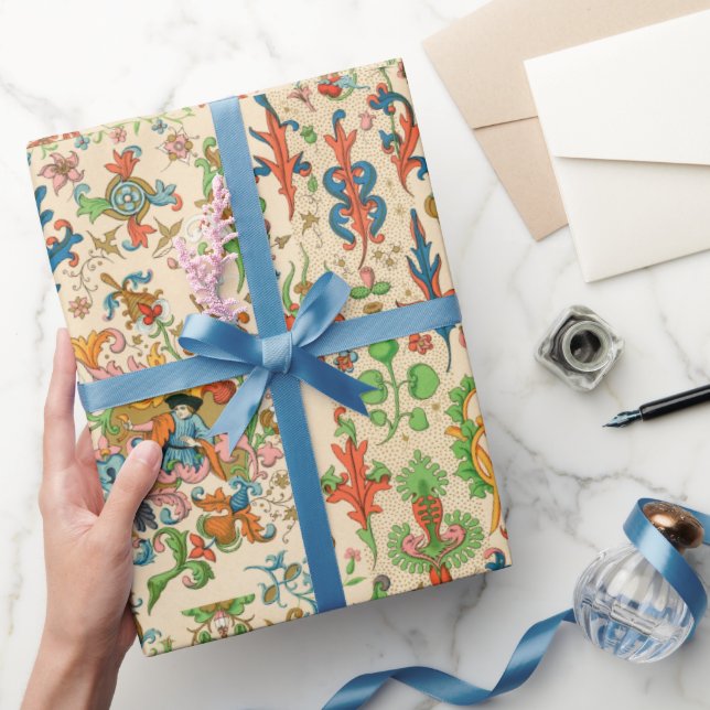 Colourful Floral mediaeval pattern Wrapping Paper (Gifting)