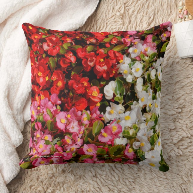 Colourful Floral Medley of Wax Begonias Cushion (Blanket)