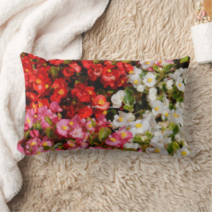 Colourful Floral Medley of Wax Begonias Lumbar Cushion