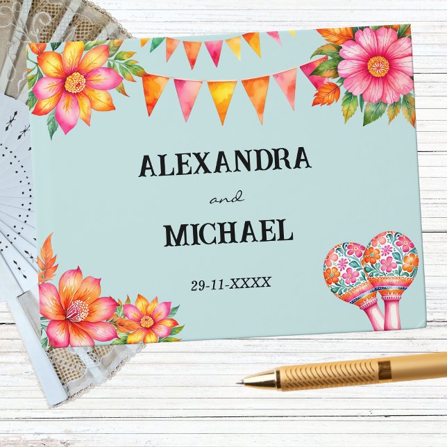 Colourful Floral Mexican Fiesta Wedding Guest Book (Creator Uploaded)