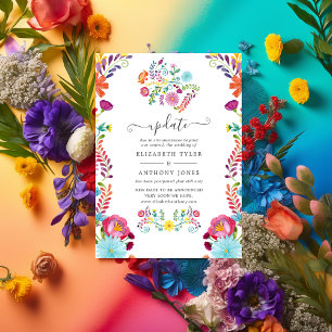 Colourful Floral Mexican Fiesta Wedding Update Invitation