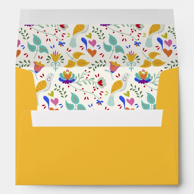 Colourful Floral Mexican Folk Art Birthday Envelope (Back (Bottom))