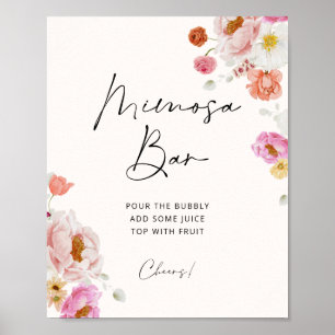 Colourful Floral Mimosa Bar Bridal Shower Poster