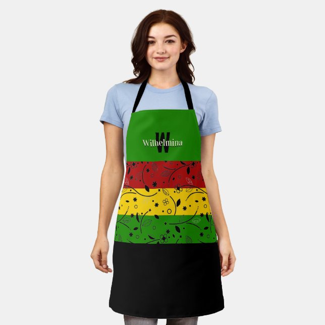 Colourful | Floral | Monogram Personalised Apron (Worn)
