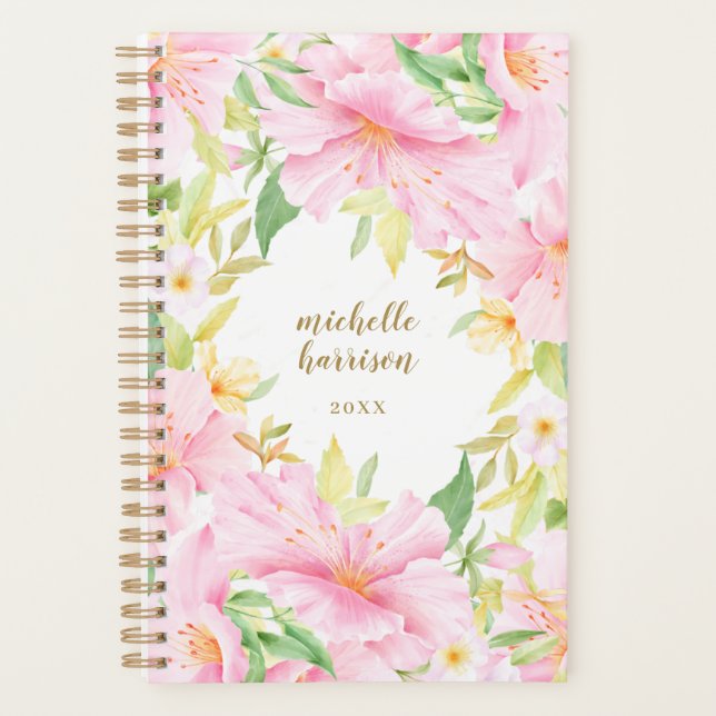 Colourful Floral Monogram Watercolor Botanical Pin Planner (Front)
