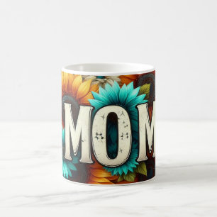 Colourful Floral Mum With Sunflowers and Leopard  Coffee Mug