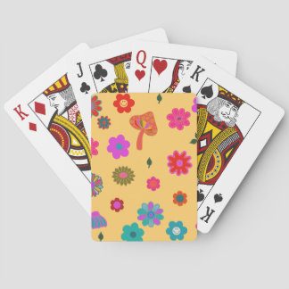Colourful floral mushrooms playing cards