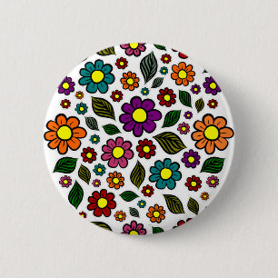 Colourful Floral Nature Pattern 6 Cm Round Badge