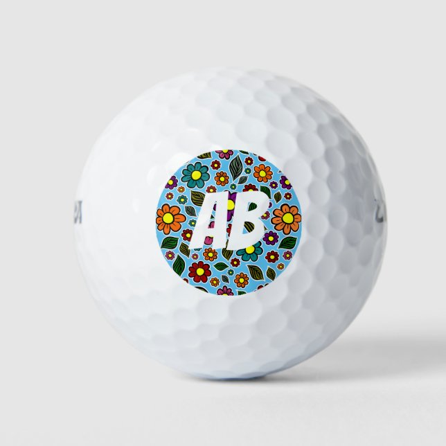 Colourful Floral Nature Pattern Golf Balls (Front)