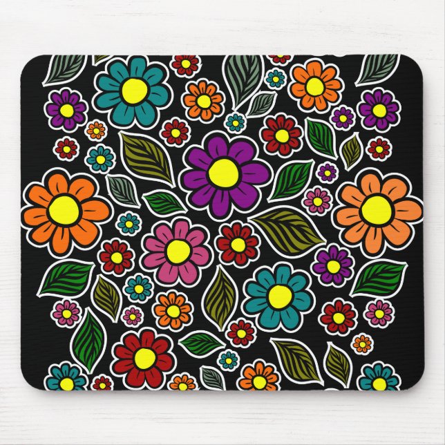 Colourful Floral Nature Pattern Mouse Pad (Front)