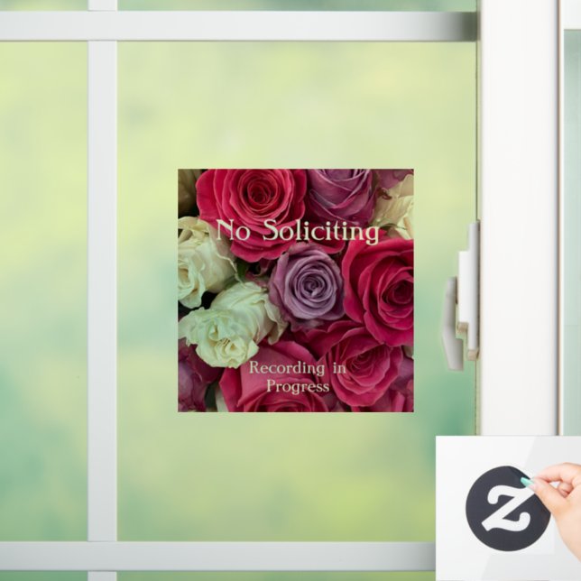 Colourful Floral No Soliciting Window Cling (Home)