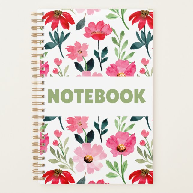 Colourful Floral Notebook – Minimalist Flower  Planner (Front)