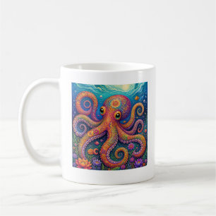 Colourful Floral Octopus Underwater Fantasy Art Coffee Mug