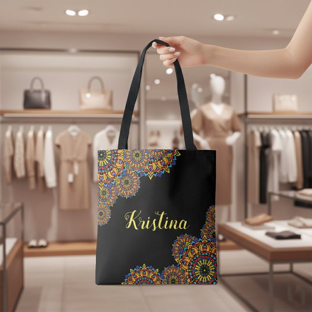 Colourful Floral Oriental Mandalas Personalised Tote Bag (Creator Uploaded)