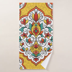 Colourful floral ornament seamless pattern bath towel