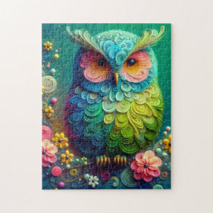Colourful Floral Owl 252 Piece Jigsaw Puzzle
