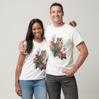 Colourful Floral Owl T-Shirt
