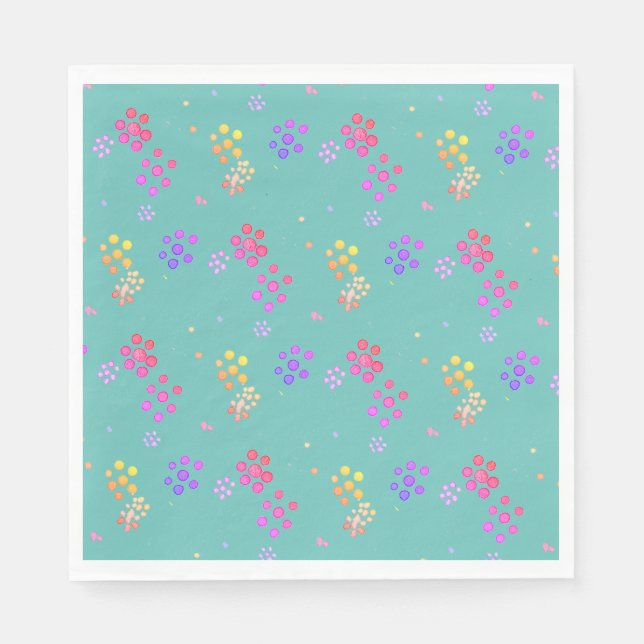 Colourful Floral  Paper Plates Napkin (Front)