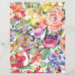 Colourful Floral Paper Sheet - multicolor florals 