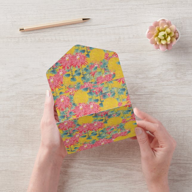 Colourful Floral Pattern All-Over Print Apron Magi All In One Invitation (Video)