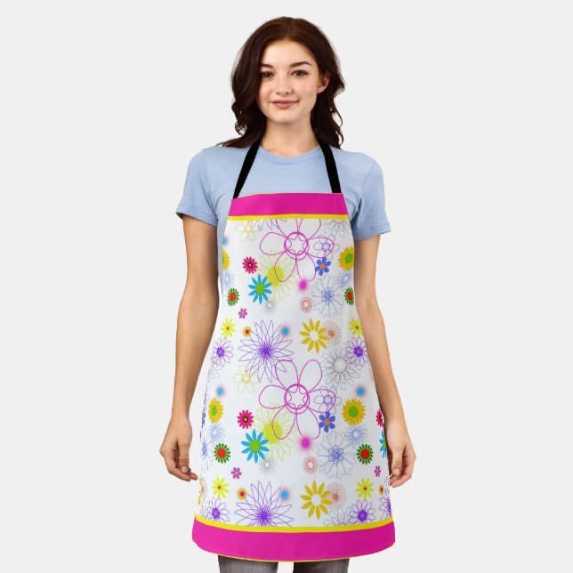 Colourful floral pattern apron (Worn)