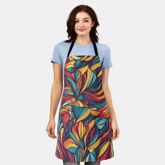 Colourful floral pattern apron (Worn)
