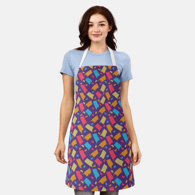 Colourful Floral Pattern Apron (Worn)