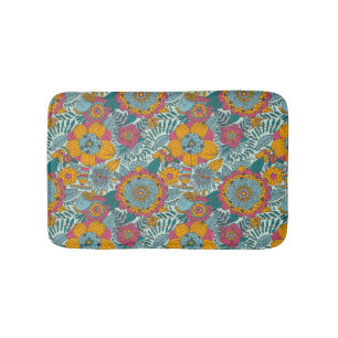 Colourful floral pattern bath mat