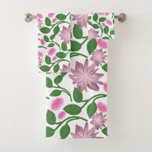Colourful floral pattern bath towel set