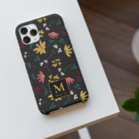 Colourful Floral Pattern Black Personalised 