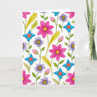 Colourful Floral Pattern Blank Card