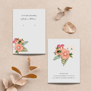 Colourful Floral Pattern Boho Earring Display Business Card