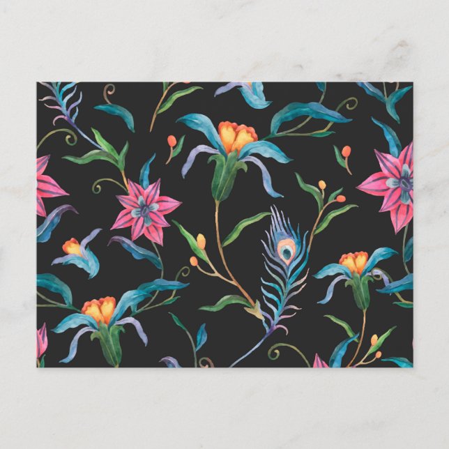 Colourful floral pattern, bold and vibrant postcard (Front)